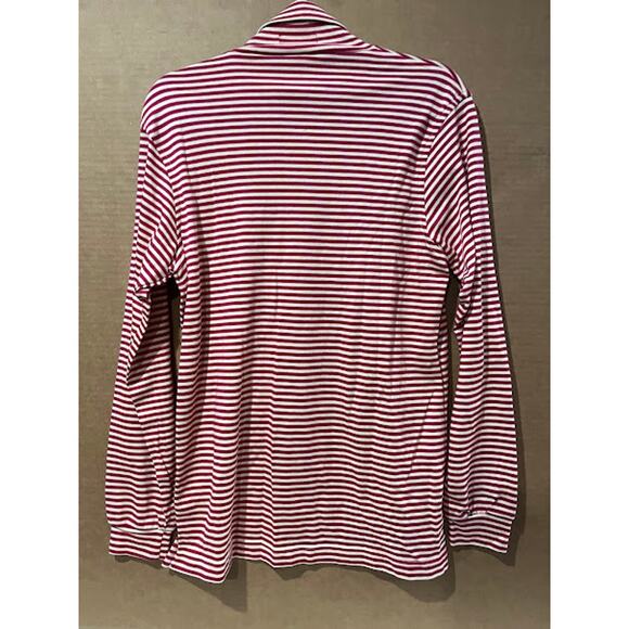 VTG 80s Garfinckels Turtleneck Shirt Red Cream Stripe - Picture 2 of 6